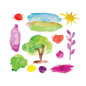 树叶 颜色 草地 卡通 形象 森林 植物学 绘画 墨水 艺术