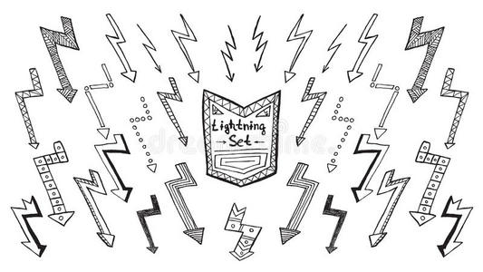 铅笔 闪电 震惊 卡通 粉笔 斯特里 权力 能量 插图 涂鸦