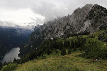 阿尔卑斯山 文化 森林 草地 围绕 云景 美女 旅行 秋天