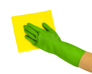 用黄色抹布递给绿色手套