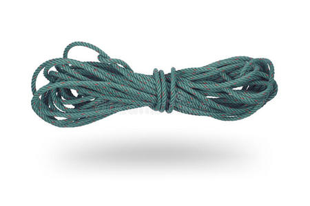 绿色绳子隔离在白色上