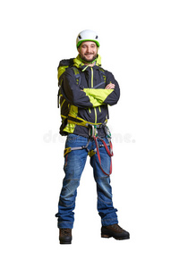 阿尔卑斯山 头盔 爱好 登山运动员 头饰 白种人 满的 冒险