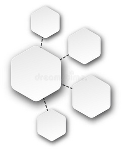 带有纸六角音符的抽象信息图形