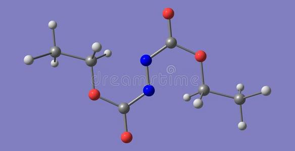 在蓝色上分离的二乙基偶氮二甲酸酯分子