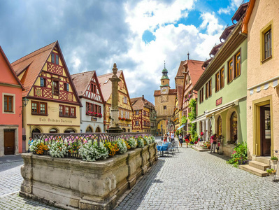 美丽的风景，历史小镇罗滕堡奥贝尔，弗兰科尼亚，巴伐利亚，德国