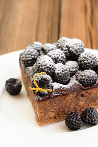优雅 烹饪 黑莓 巧克力 美味的 蛋糕 浆果 食物 地壳