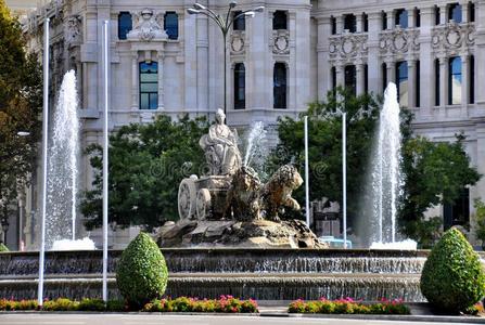 西班牙马德里西贝莱斯广场喷泉