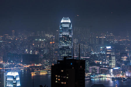 夜晚的香港天际线