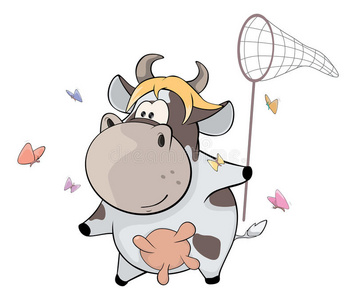 卡通卡通的小母牛彩色百叶窗和建筑在小印度,罪恶的颜色外观小母旁谮