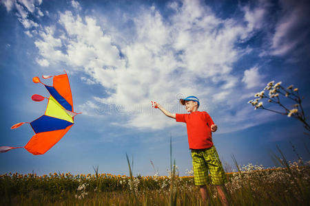 风筝 闲暇 天空 夏天 飞行 幸福 自然 微笑 玩具 童年