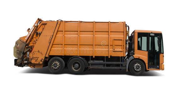 橙色垃圾车图片