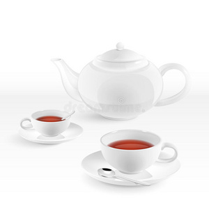 白色茶壶和茶杯