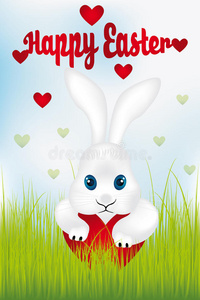 复活节兔子和心脏快乐的复活节