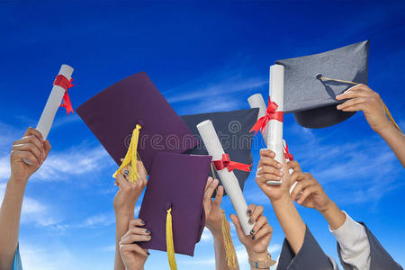 成就 教育 完成 庆祝 毕业生 高的 学院 毕业 帽子 小时
