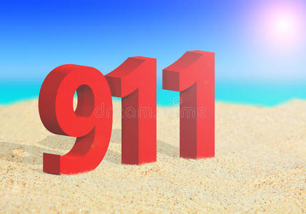 海滩上的911急救电话