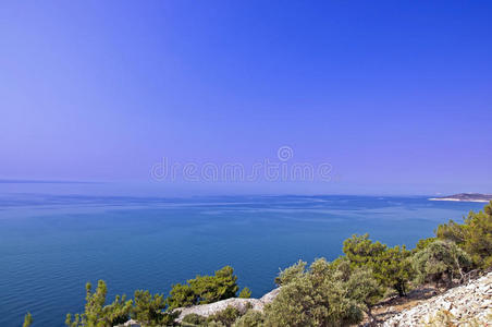 海岸 希腊 天空 绿松石 美女 希腊语 假日 美丽的 海景