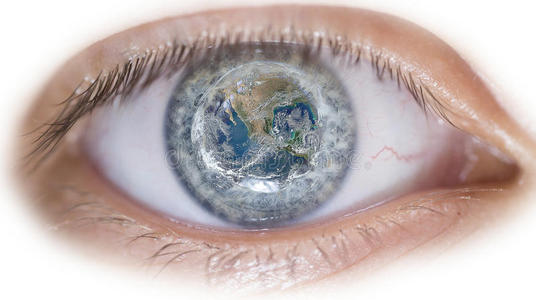 有地球图像的眼睛