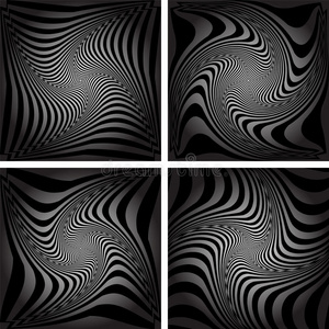 幻觉 艺术 抽象 流动的 旋转 条纹 好极了 单色 曲线