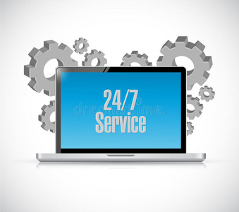247服务科技电脑标志概念