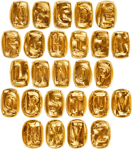 手工制作的金色陶瓷字母表