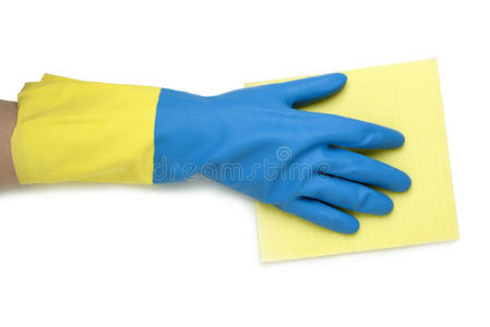 手拿手套黄蓝
