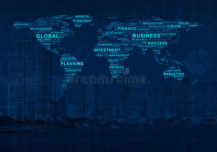 全球商业商业在线世界概念城市塔