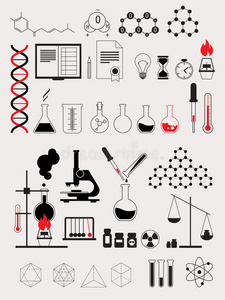 炼金术科学实验室测试，轮廓向量图标集