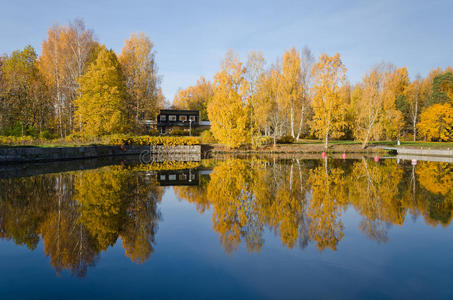 豪宅 秋天 门廊 自然 所有权 斯堪的纳维亚 房子 材料