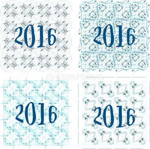 抽象背景下的2016年新年标志