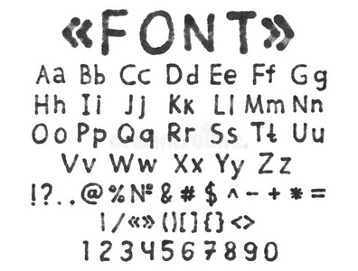 手绘水彩字体字母表和数字