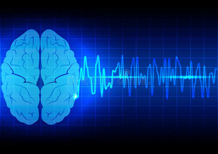 技术的精神蓝色背景技术上的抽象脑电波概念照片