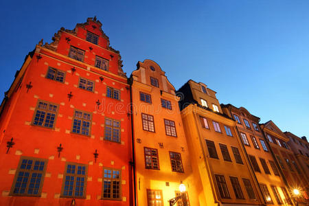 广场 斯德哥尔摩 建筑 公司 外部 黄昏 城市 斯堪的纳维亚