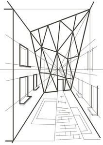 建筑物的建筑线性草图