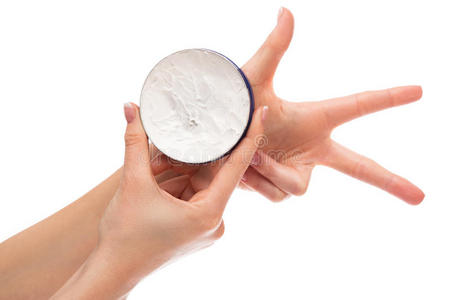 奶油 按摩 手指 钉子 洗剂 应用 保湿霜 特写镜头 自然