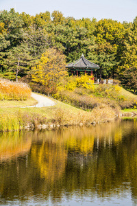 风景 自然 文化 建筑学 旅行 历史的 韩国 古老的 反射