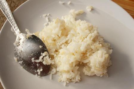 粮食 蒸的 自然 食物 特写镜头 勺子 烹饪 饮食 中国人