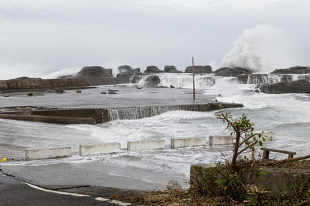 海啸 海洋 地平线 飓风 海岸 暴风雨 天气 海滩 波动