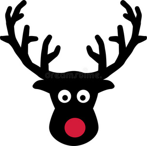 双峰驼红鹿红鼻子的麋鹿头照片