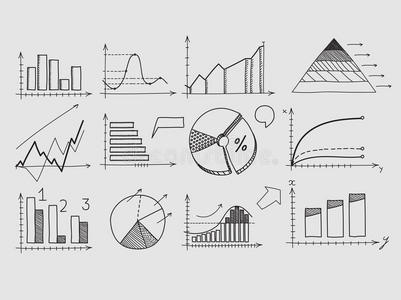 手绘涂鸦元素图表。 概念