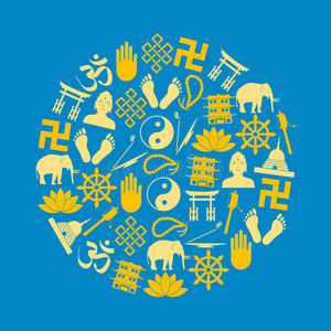 佛教宗教符号矢量集图标在圆圈eps10照片