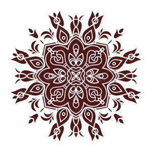 手绘曼陀罗元素,马萨拉颜色的剪影. 意大利马戈里卡风格照片