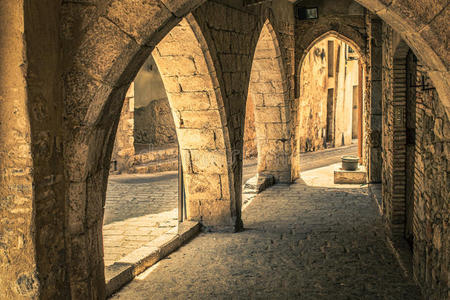 科斯塔 假期 村庄 建筑学 美丽的 拱门 西班牙 风景 加泰罗尼亚