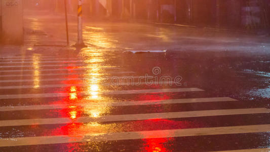 行人 洪水 圆圈 飞溅 喷雾 城市 场景 斑马 液体 下雨