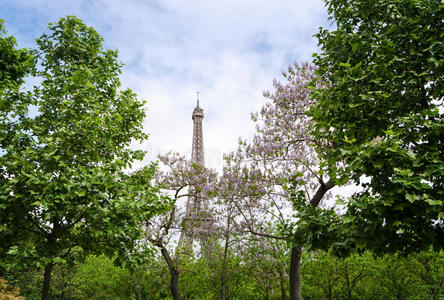 巴黎圣马尔斯花园的埃菲尔铁塔