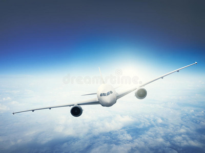 飞机天际线飞行云概念