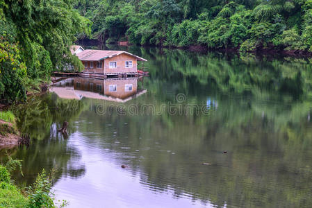 自然 浮动 森林 季节 亚洲 木筏 泰国 风景 旅行 旅行者