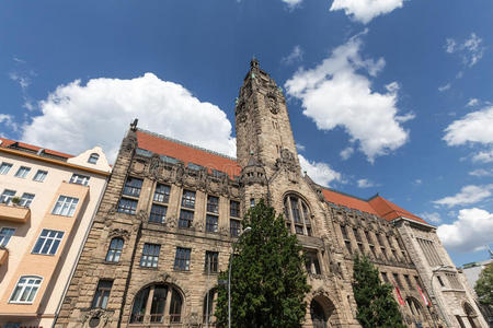 柏林 德国 德语 首都 夏天 美丽的 时钟 城市 市政厅