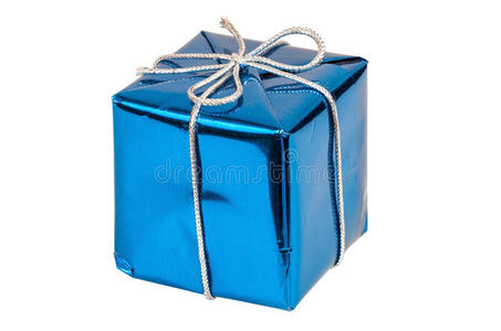 银色丝带蓝色礼盒