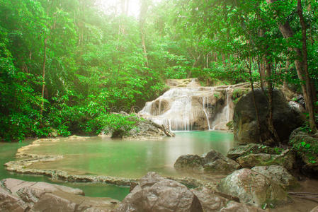 埃拉万瀑布。 坎查纳布里。 泰国