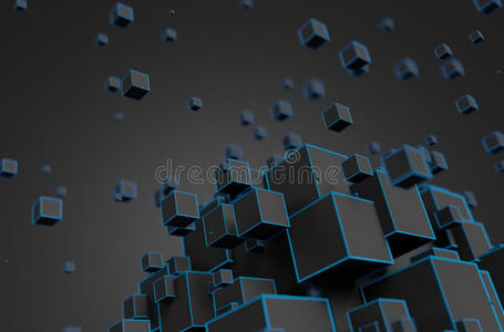 飞行立方体的抽象三维渲染